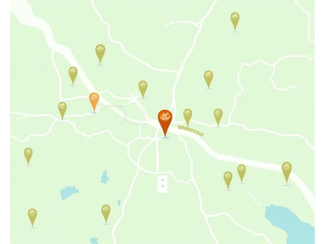 Mapa detallado de Villahermosa con pines indicando restaurantes y cafeterías saludables para profesionales ocupados