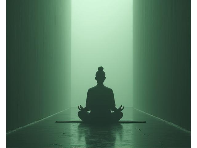Una persona concentrada en una sesión de meditación profunda.